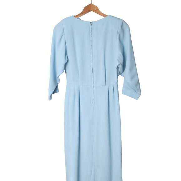 VTG  Handmade Light Blue Maxi Gown Dress Pleated Layered Bodice Billow Sleeve - Picture 9 of 16